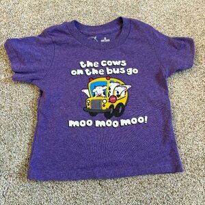 Cows Ice Cream PEI Parody T-shirt Graphic Tee School Bus Purple Size 2 Toddler